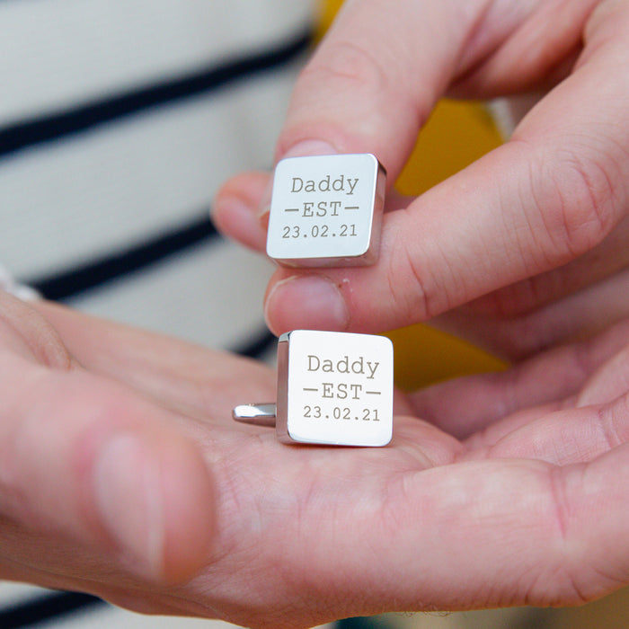 Dad Est. Year Personalised Square Cufflinks