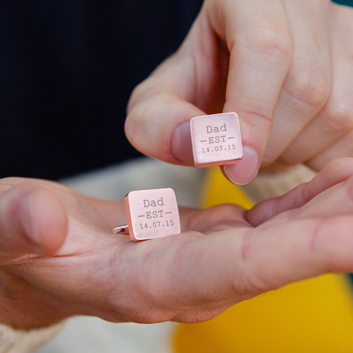 Dad Est. Year Personalised Square Cufflinks