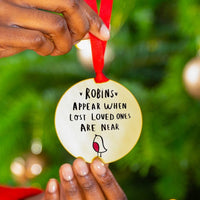 Robins Appear Remembrance Gold Christmas Tree Decoration Bauble