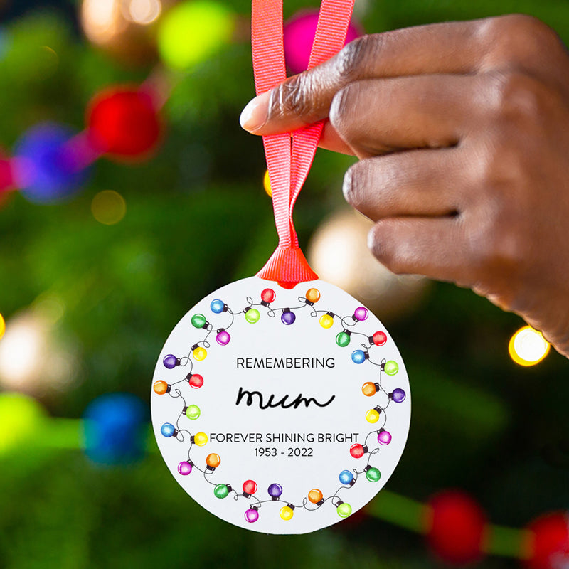 Forever Shining Bright Personalised Remembrance Christmas Tree Decoration