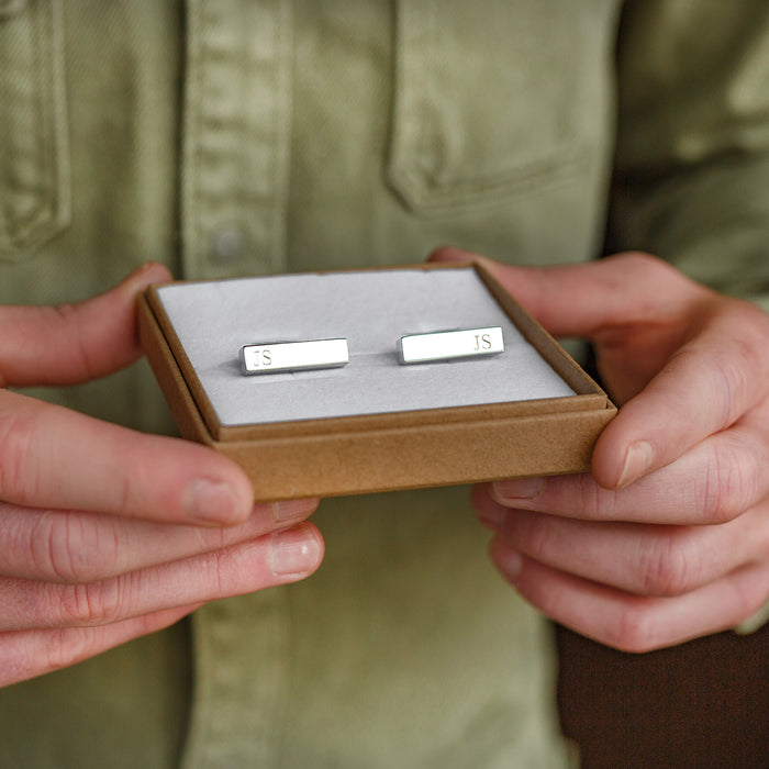 Personalised Silver Initial Bar Cufflinks