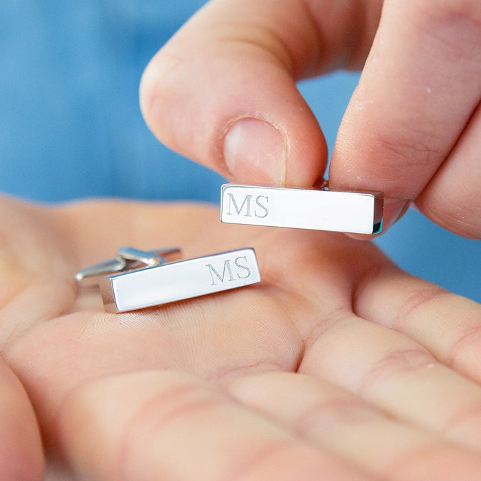 Personalised Silver Initial Bar Cufflinks