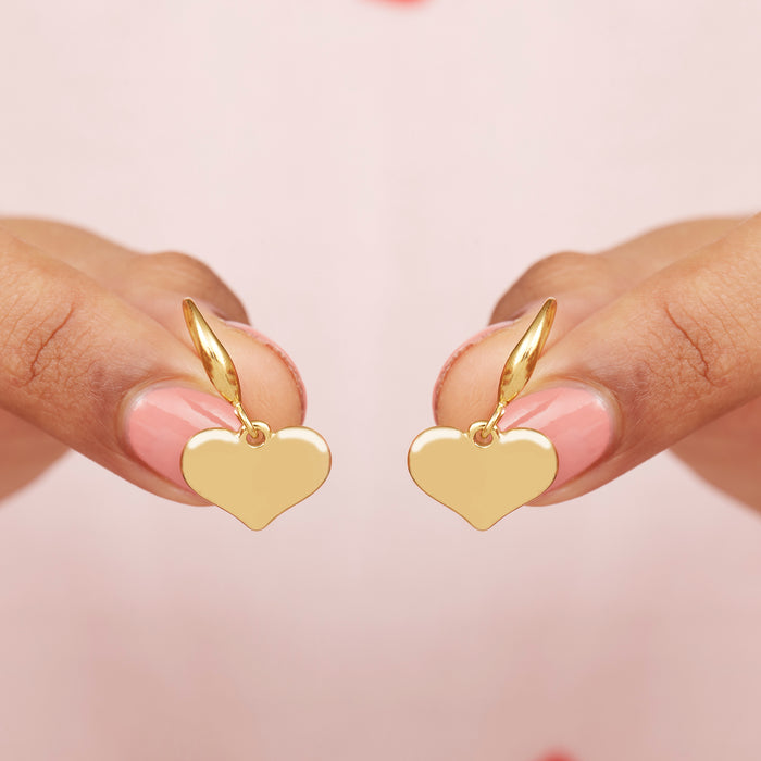 Gold plated puffed heart earrings