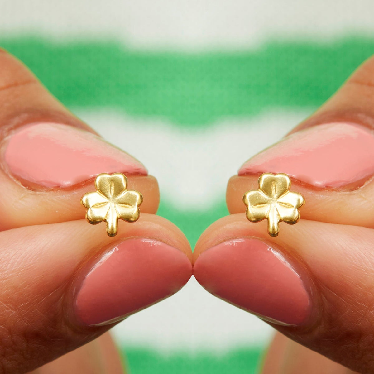 Gold Plated Clover Stud Earrings