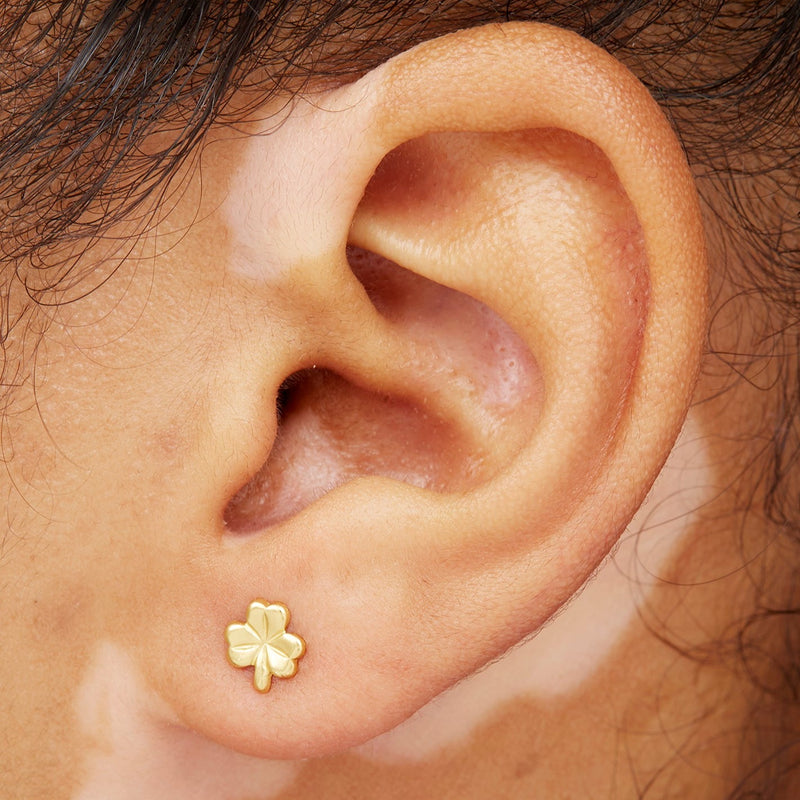 Gold Plated Clover Stud Earrings