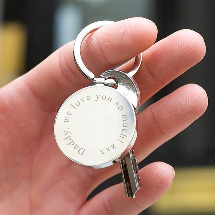 Personalised Message Solid Circle Disc Keyring