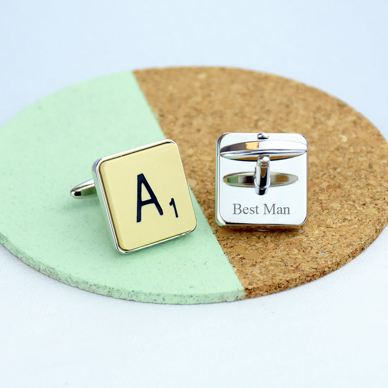 Vintage Letter Tile Personalised Cufflinks