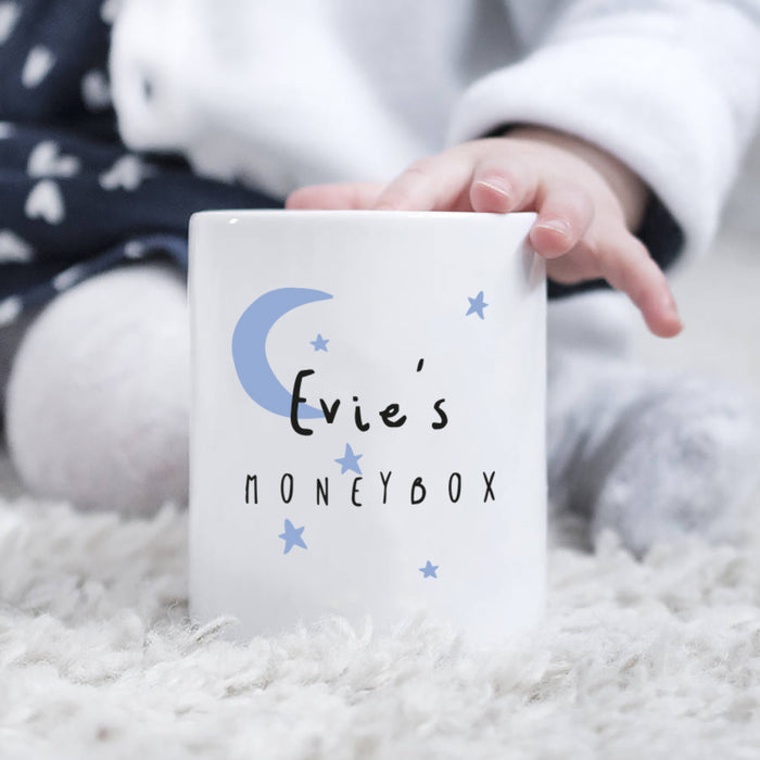 Children's Personalised Moon And Stars Money Box