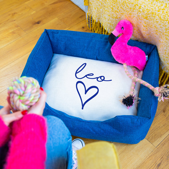 Personalised Name And Heart Dog Pet Bed