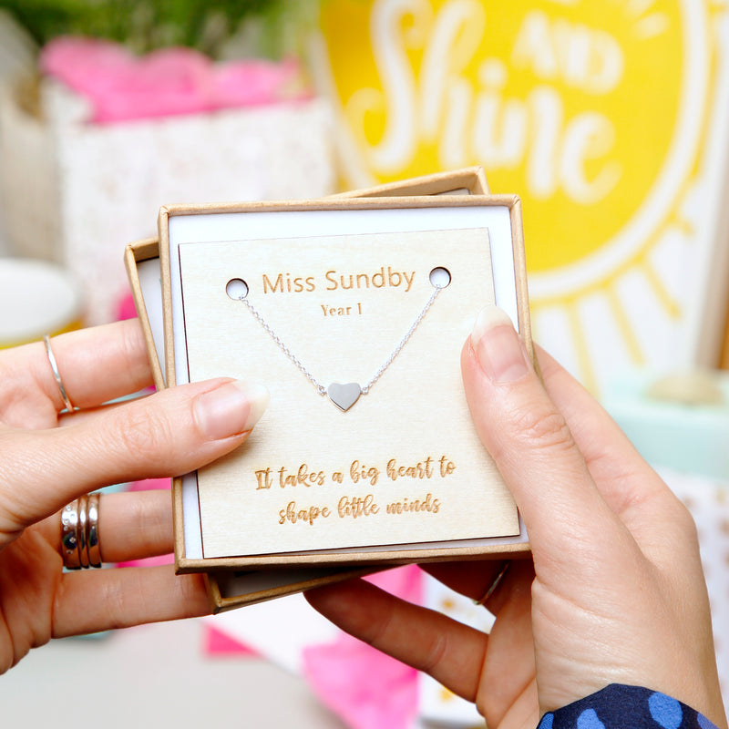 Personalised Teacher 'It Takes A Big Heart' Necklace