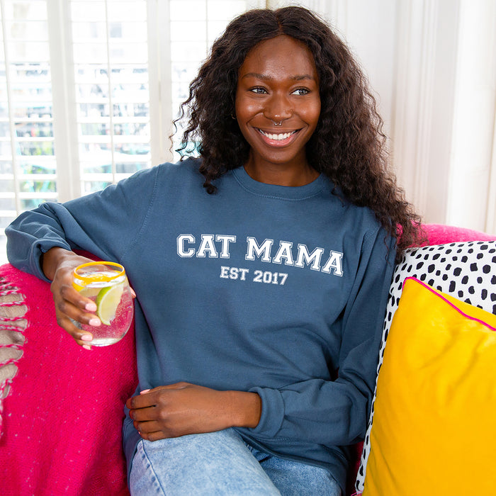 Personalised Cat Mama Est Sweatshirt