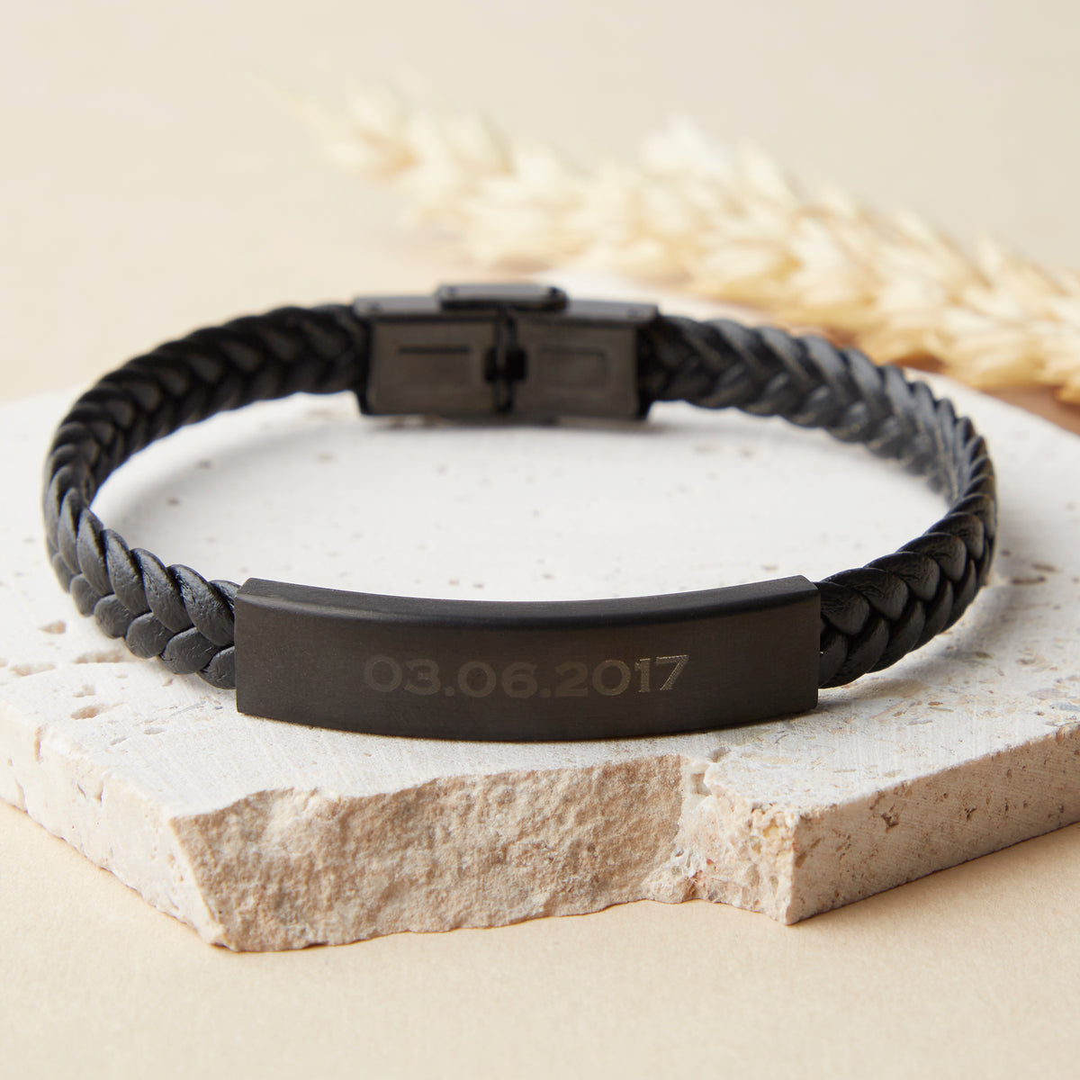 Personalised First Date Men's Vegan Leather Bracelet