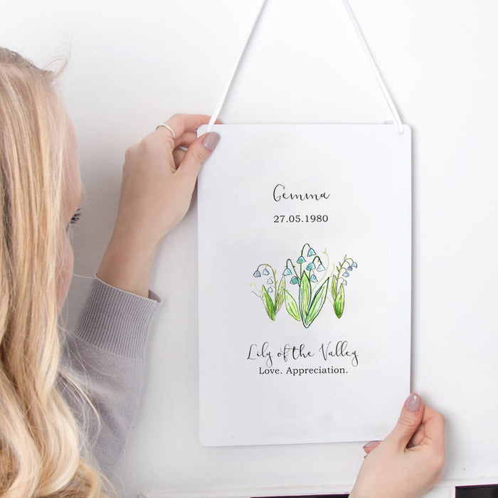 Birth Flower Personalised Water Colour Hanging Print