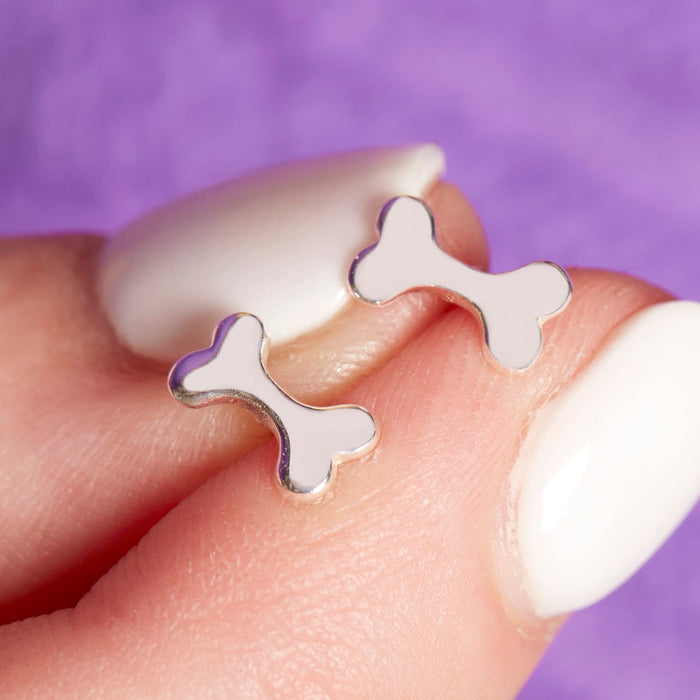 Sterling Silver Dog Bone Stud Earrings