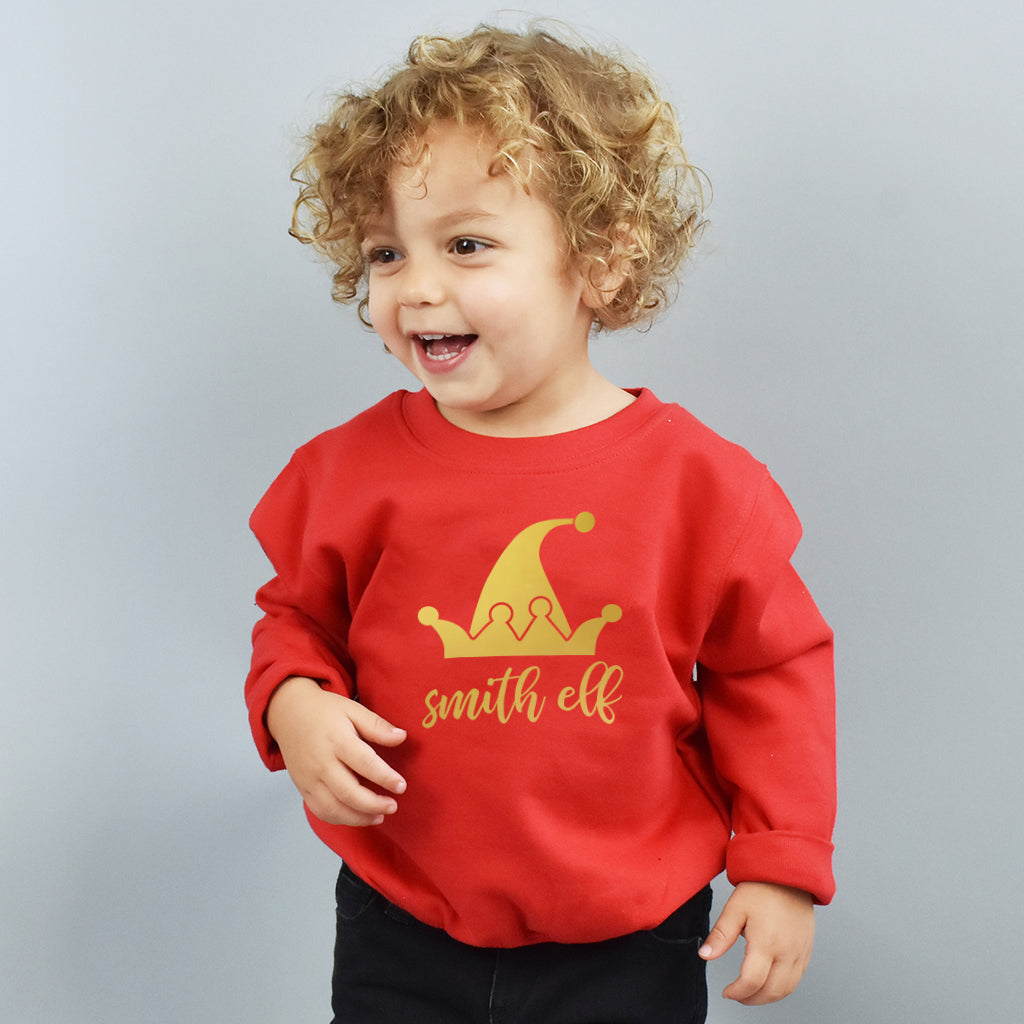 Children's Personalised Elf Christmas Jumper Sweatshirt