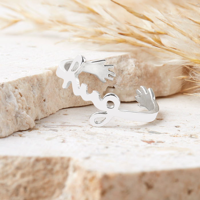 Sterling Silver Hug Adjustable Ring