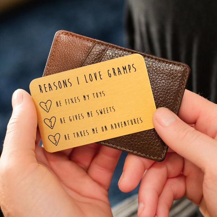 Personalised Reasons I Love Grandad Wallet Card