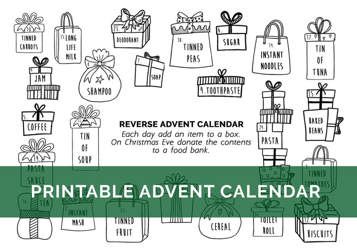 DIGITAL DOWNLOAD - Digital Download Printable Reverse Advent Charity Giving Calendar