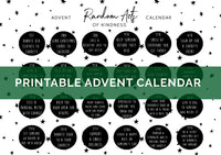 DIGITAL DOWNLOAD - "Random Acts of Kindness" Printable Advent Calendar - black and white stars