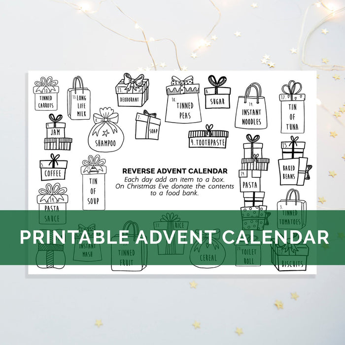 DIGITAL DOWNLOAD - Digital Download Printable Reverse Advent Charity Giving Calendar