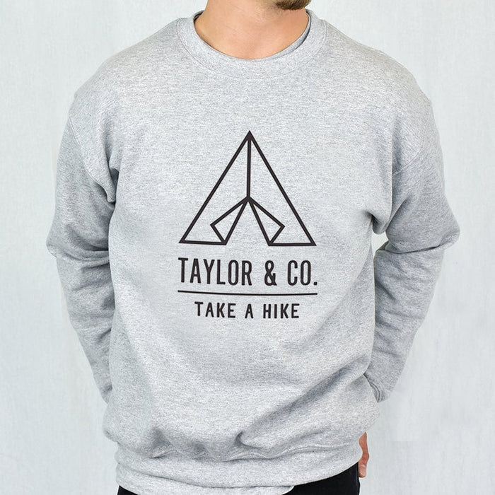 Personalised Surname 'Take A Hike' Adventure Mens Sweatshirt Jumper