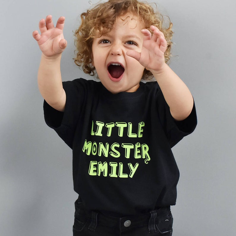 Personalised Name Little Monster Children's T-Shirt