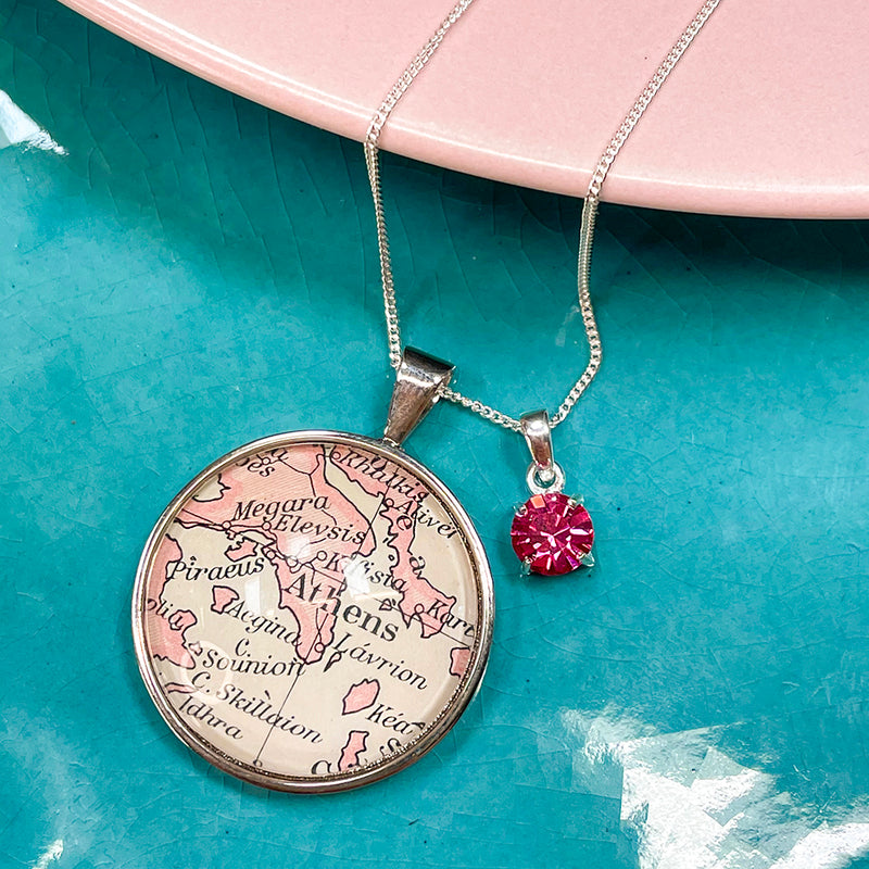 Map Personalised Pendant Necklace Oval