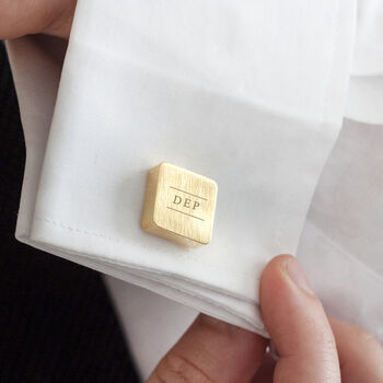 Initial Personalised Solid Square Cufflinks Gold