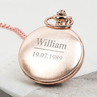 Personalised Message And Date Pocket Watch Rose Gold