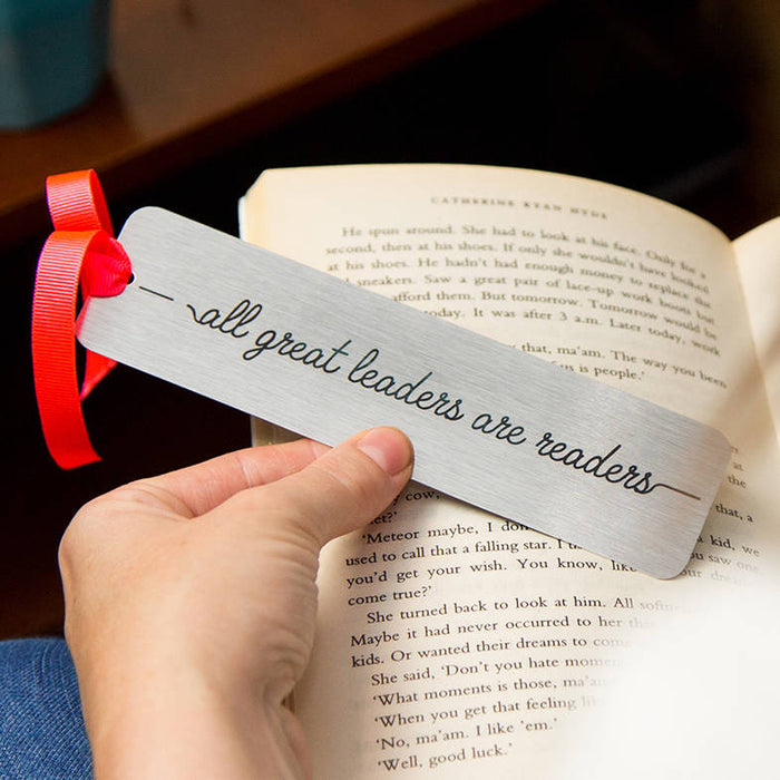 All Great Leaders Are Readers' Metal Bookmark