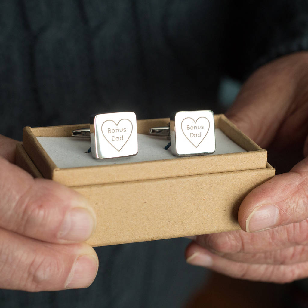 Bonus Dad' Step Dad Engraved Square Cufflinks