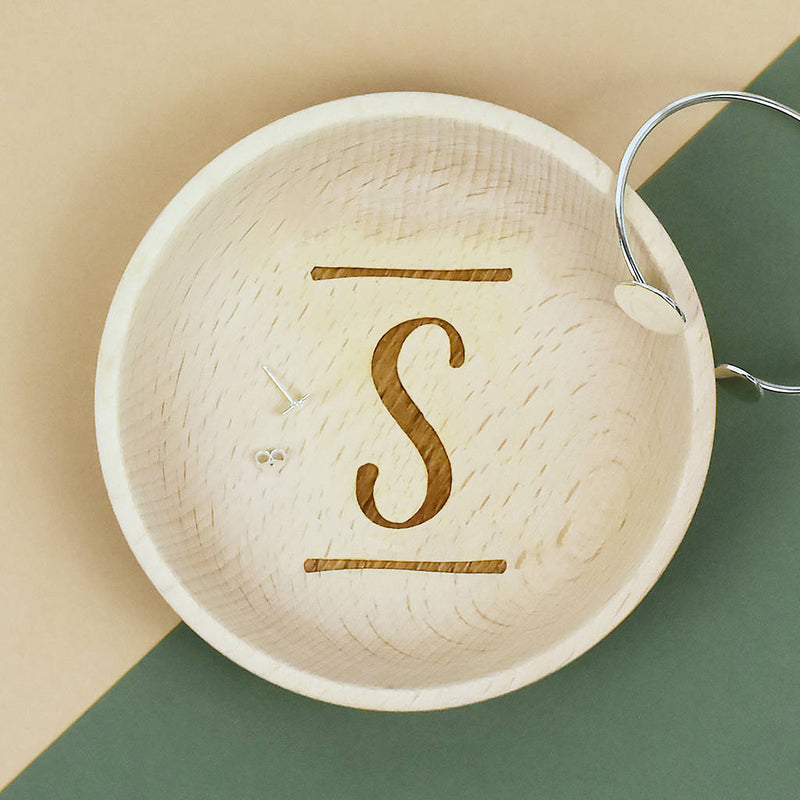 Brush Stroke Initial Wooden Jewellery Trinket Dish