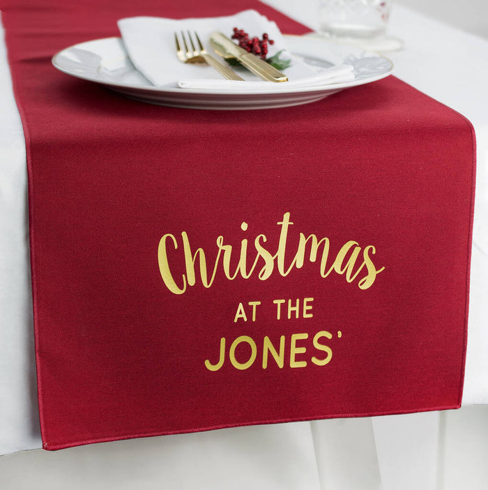 Christmas At The... Personalised Surname Christmas Table Runner