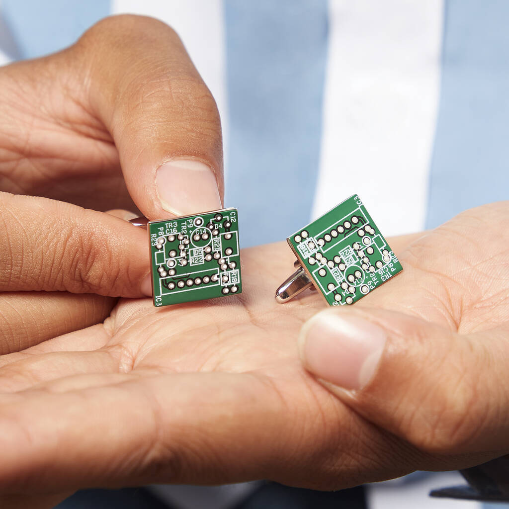 Computer Circuit Board Square Mens Cufflinks