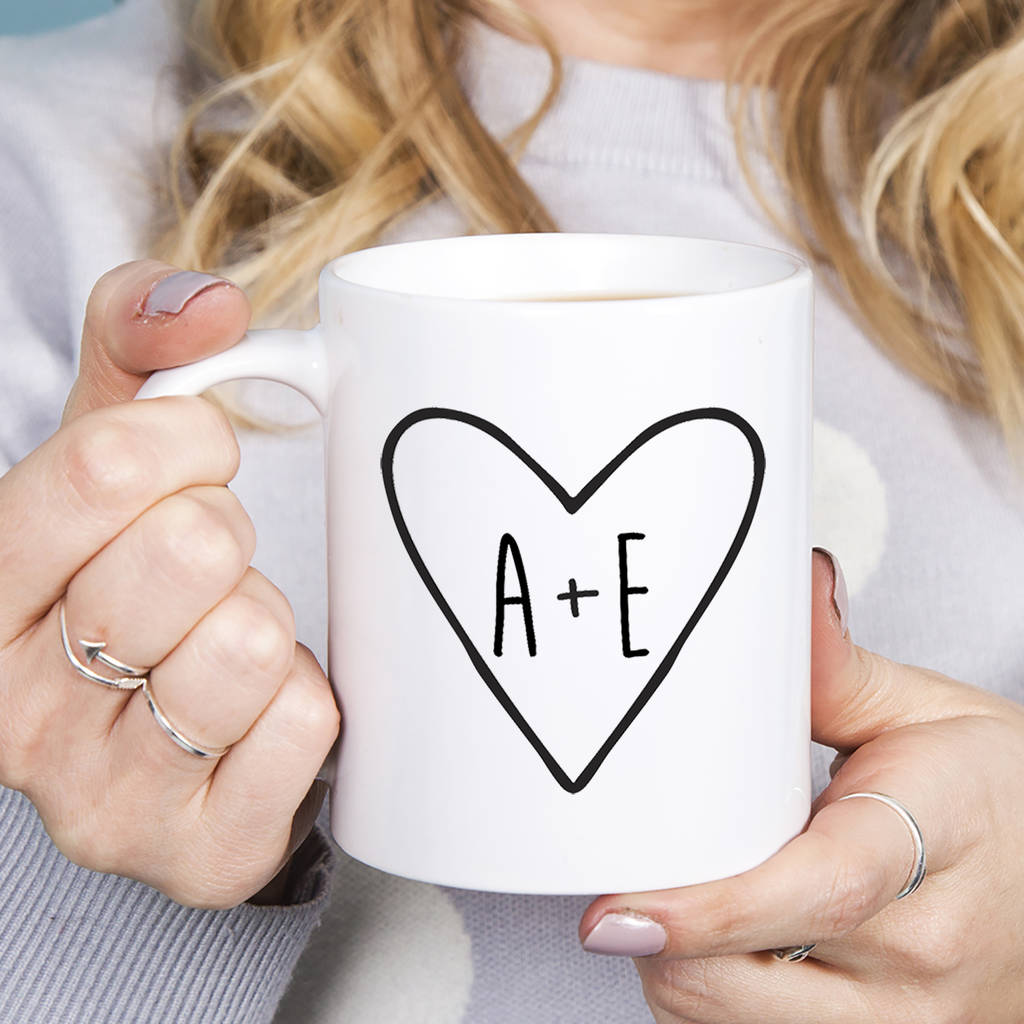 Monogram Heart Couples Initials Personalised Mug