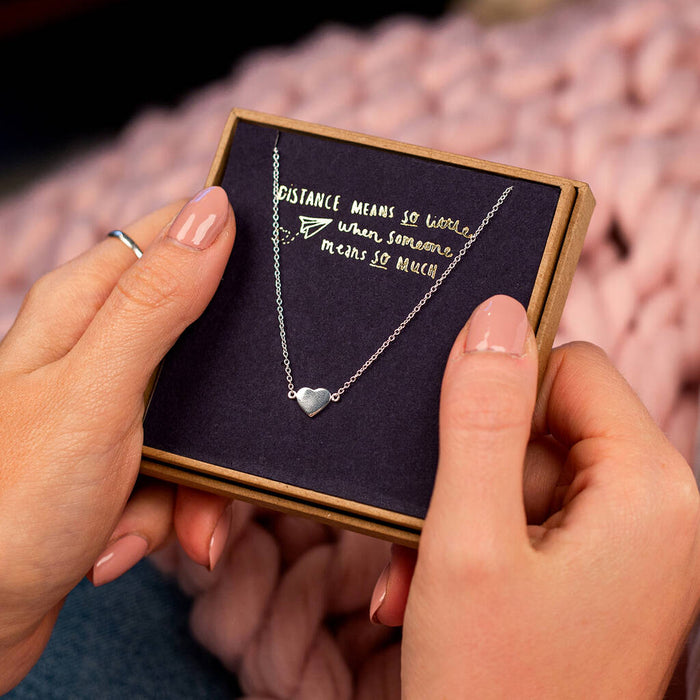 Distance Means So Little' Long Distance Heart Necklace