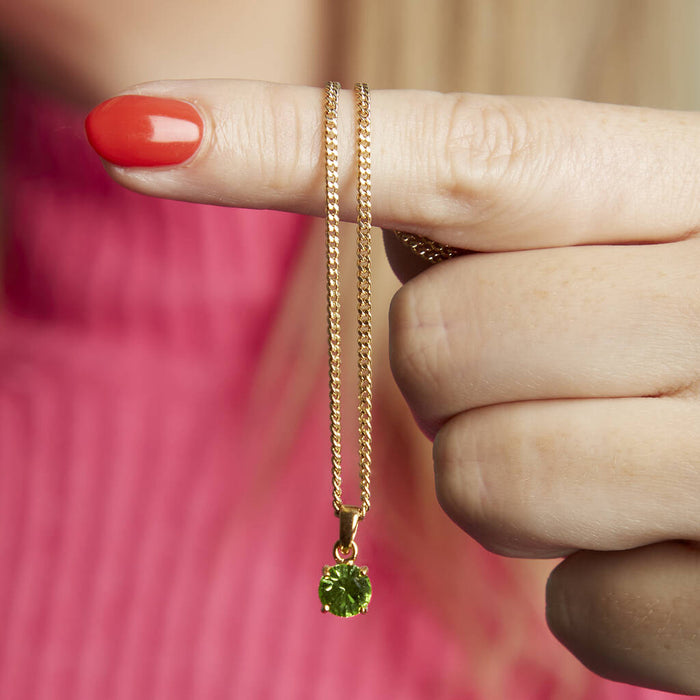 Gold Plated August Peridot Birthstone Necklace