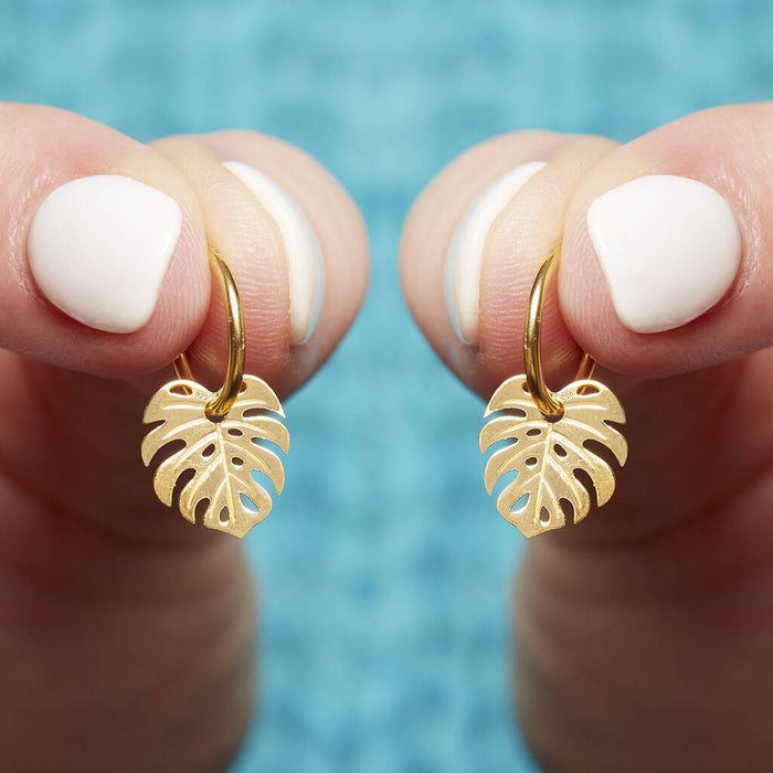 Gold Plated Palm Tree Hoop Earrings