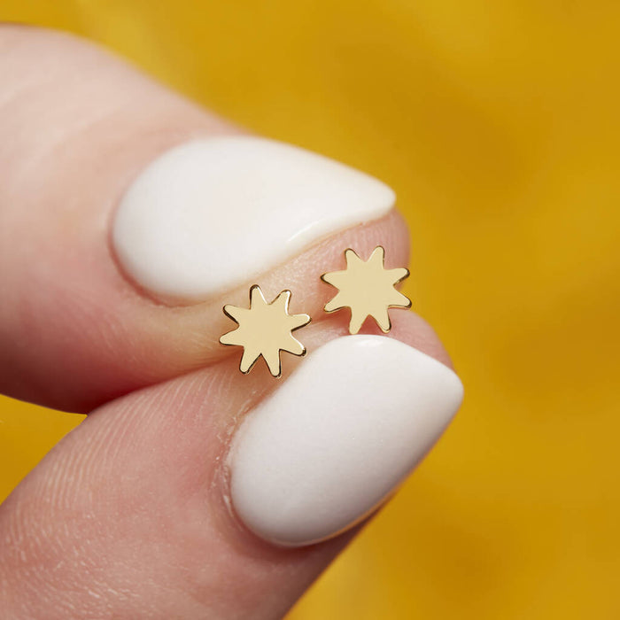 Gold Plated Sun Stud Earrings