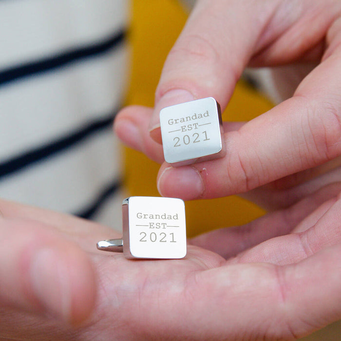 Grandad Est. Year Personalised Square Cufflinks