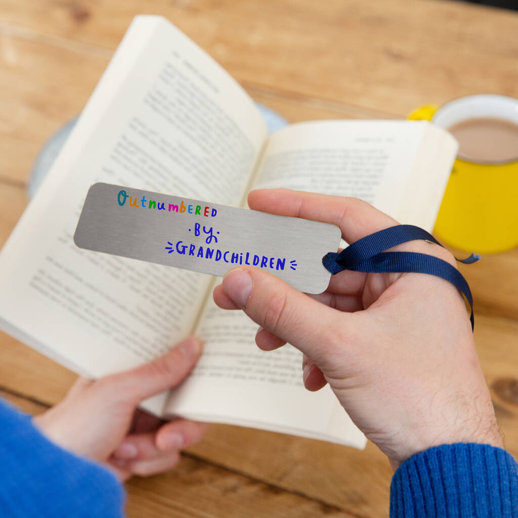 Grandad 'Outnumbered by grandchildren' Bookmark Silver