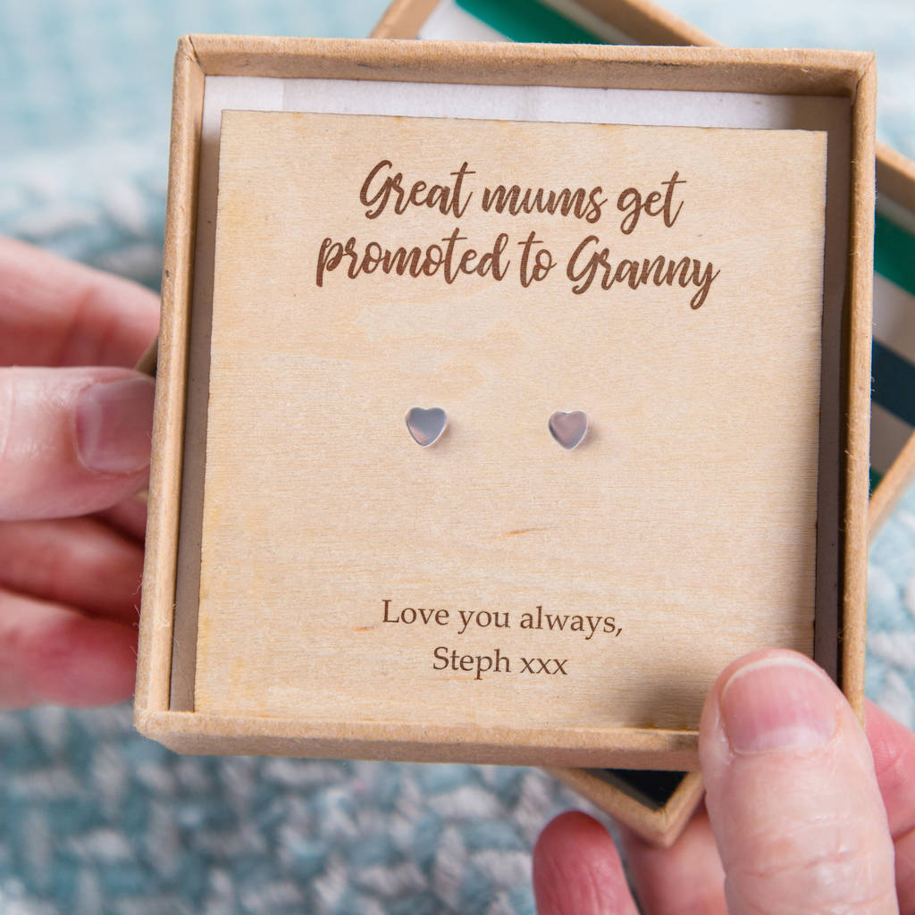 Great Mums Get Promoted To To Grandma' Heart Earrings