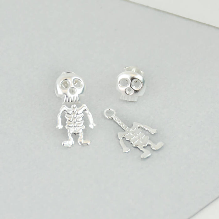 Sterling Silver Skeleton Stud Earrings