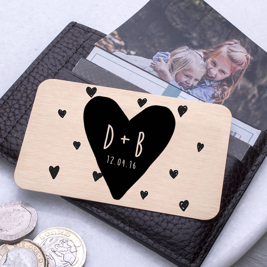 Personalised Heart And Date Couples Wallet Card