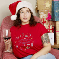 Merry Christmas Retro Festive Scene Christmas T Shirt