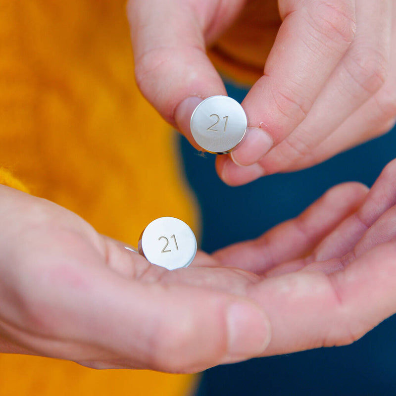 Milestone Birthday Personalised Circle Cufflinks