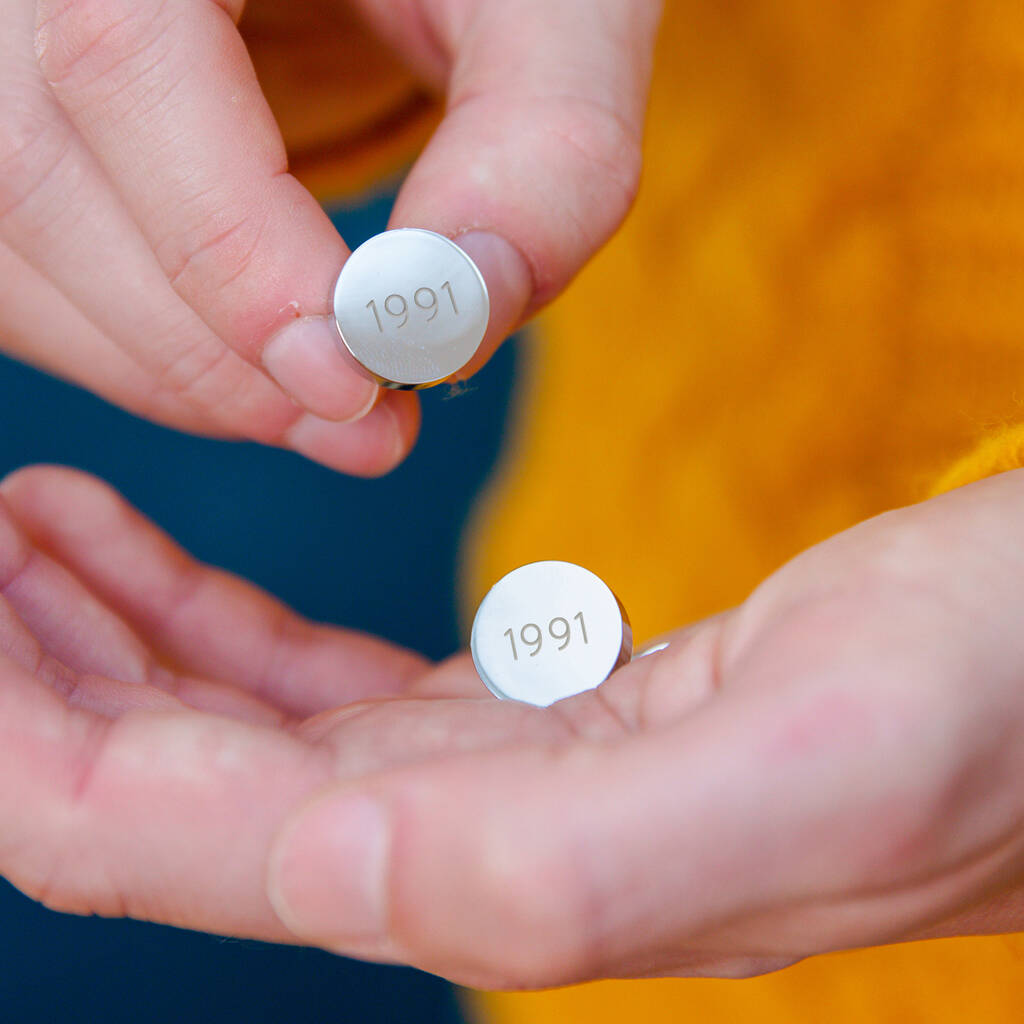 Milestone Year Personalised Circle Cufflinks