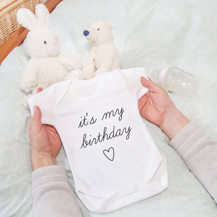 New Baby 'It's My Birthday' Baby Grow Vest