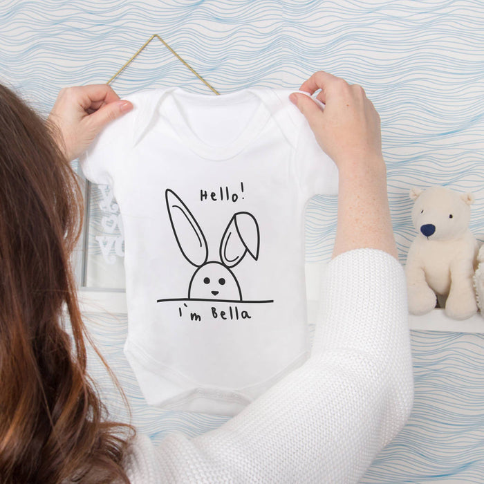 New Baby Personalised Rabbit Baby Grow