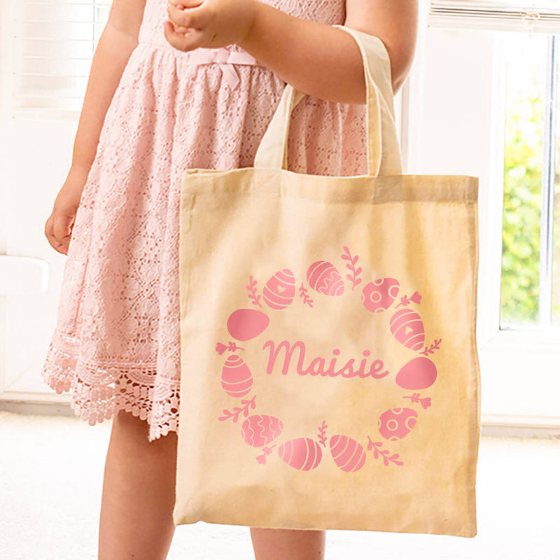 Personalised Easter Wreath Egg Hunt Tote Bag